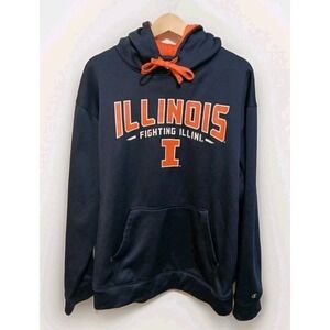 Illinois Fighting Illini NCAA Champion Hoodie Men's XL Arch Navy kangaroo pocket